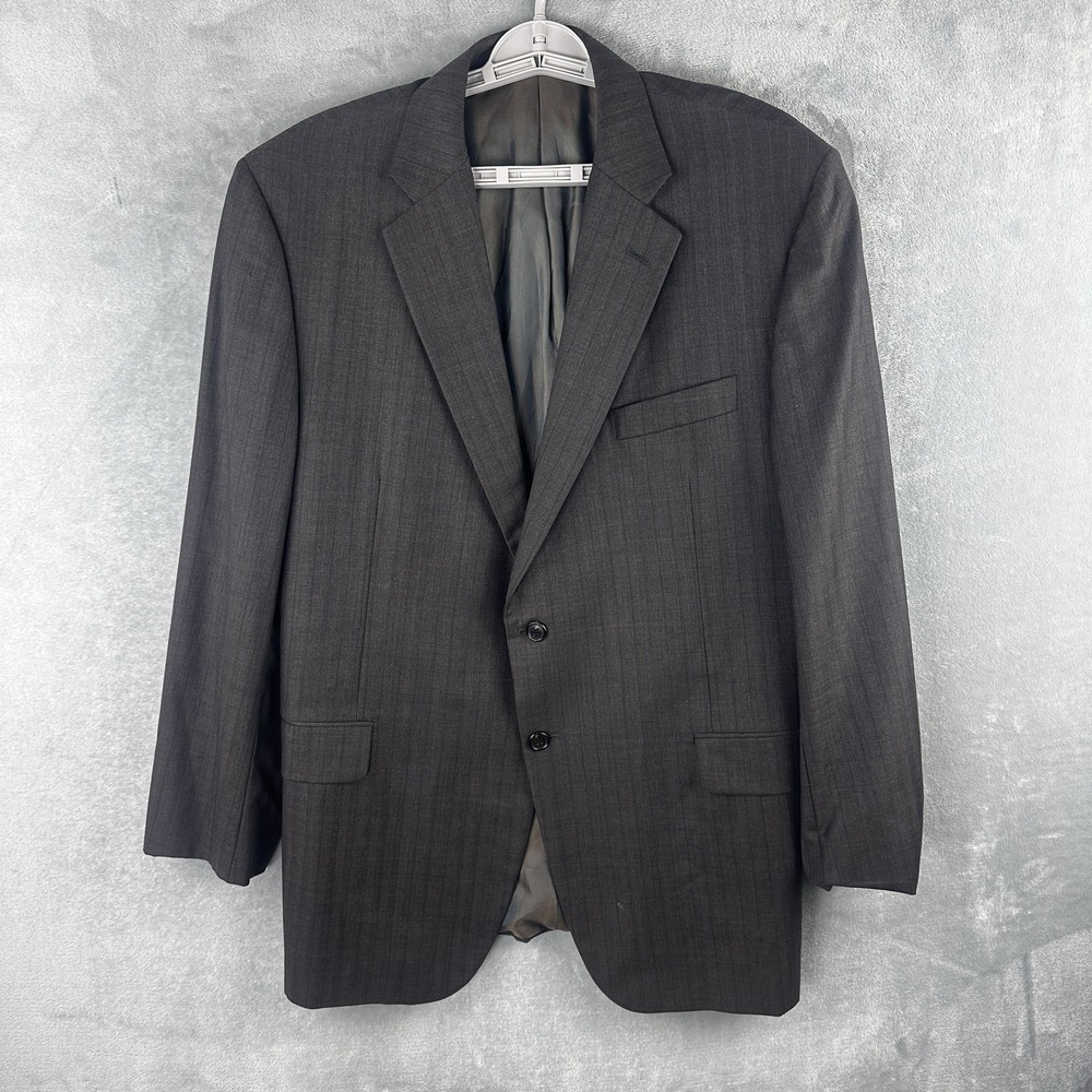 Hickey Freeman Loro Piana Blazer Mens 46R Gray Super 150s Wool Pinstripe